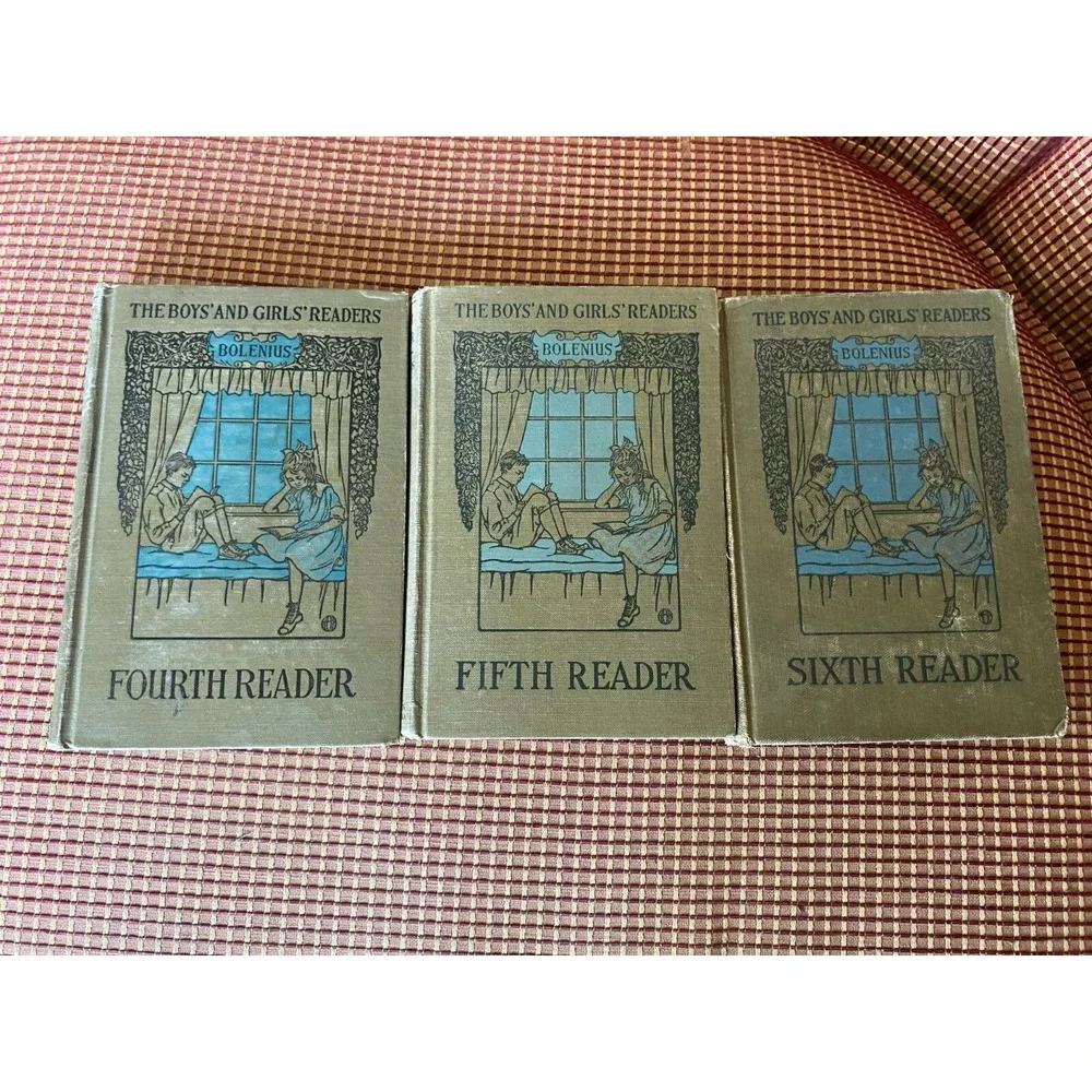 Lot Set of 3 Antique Bolenius‎ Boys And Girls Readers Fourth Fifth Sixth 1919